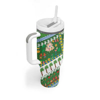Pitcairn Islands Christmas Tumbler With Handle Festive Beach Vibes - Polynesian Pride