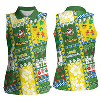 Pitcairn Islands Christmas Women Sleeveless Polo Shirt Festive Beach Vibes - Polynesian Pride