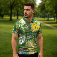 Pitcairn Islands Christmas Zipper Polo Shirt Festive Beach Vibes - Polynesian Pride