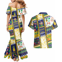 Tokelau Christmas Couples Matching Mermaid Dress and Hawaiian Shirt Festive Beach Vibes - Polynesian Pride