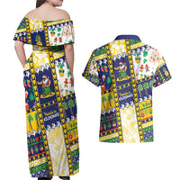 Tokelau Christmas Couples Matching Off Shoulder Maxi Dress and Hawaiian Shirt Festive Beach Vibes - Polynesian Pride