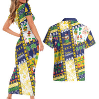 Tokelau Christmas Couples Matching Short Sleeve Bodycon Dress and Hawaiian Shirt Festive Beach Vibes - Polynesian Pride