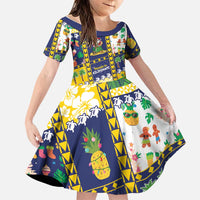 Tokelau Christmas Family Matching Long Sleeve Bodycon Dress and Hawaiian Shirt Festive Beach Vibes LT05 Daughter's Dress Colorful - Polynesian Pride