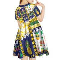 Tokelau Christmas Kid Short Sleeve Dress Festive Beach Vibes - Polynesian Pride