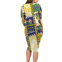 Tokelau Christmas Long Sleeve Bodycon Dress Festive Beach Vibes - Polynesian Pride