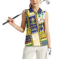 Tokelau Christmas Women Sleeveless Polo Shirt Festive Beach Vibes - Polynesian Pride