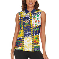 Tokelau Christmas Women Sleeveless Polo Shirt Festive Beach Vibes - Polynesian Pride