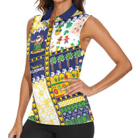 Tokelau Christmas Women Sleeveless Polo Shirt Festive Beach Vibes - Polynesian Pride