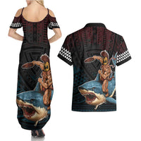 Hawaii Ikaika Couples Matching Summer Maxi Dress and Hawaiian Shirt Hawaiian Mythic Koa Tribal Warrior