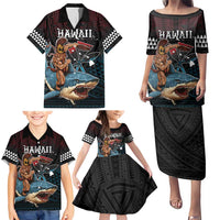 Hawaii Ikaika Family Matching Puletasi and Hawaiian Shirt Hawaiian Mythic Koa Tribal Warrior