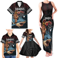 Hawaii Ikaika Family Matching Tank Maxi Dress and Hawaiian Shirt Hawaiian Mythic Koa Tribal Warrior