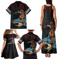 Hawaii Ikaika Family Matching Tank Maxi Dress and Hawaiian Shirt Hawaiian Mythic Koa Tribal Warrior