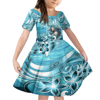 Hawaii Namaka Goddess Of The Sea Kid Short Sleeve Dress Polynesian Style LT05 KID Turquoise - Polynesian Pride