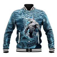 Hawaiian Shark God Kamohoalii Baseball Jacket Polynesian Style LT05 Unisex Blue - Polynesian Pride