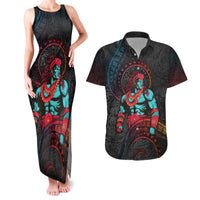 Hawaiian Demigod Maui Couples Matching Tank Maxi Dress and Hawaiian Shirt Polynesian Mythology LT05 Black - Polynesian Pride
