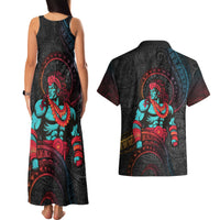 Hawaiian Demigod Maui Couples Matching Tank Maxi Dress and Hawaiian Shirt Polynesian Mythology LT05 - Polynesian Pride