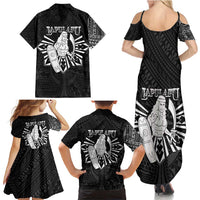 Philippines Tribal Family Matching Summer Maxi Dress and Hawaiian Shirt King Lapu Lapu Black Version