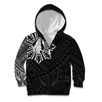 Philippines Tribal Kid Hoodie King Lapu Lapu Black Version