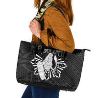 Philippines Tribal Leather Tote Bag King Lapu Lapu Black Version