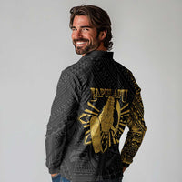 Philippines Tribal Long Sleeve Polo Shirt King Lapu Lapu Gold Version
