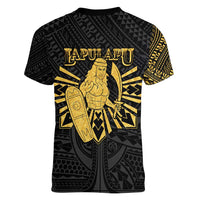 Philippines Tribal Women V-Neck T-Shirt King Lapu Lapu Gold Version