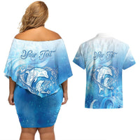 Mother's Love Is Deeper Than Ocean Couples Matching Off Shoulder Short Dress and Hawaiian Shirt Polynesian Style LT05 - Polynesian Pride