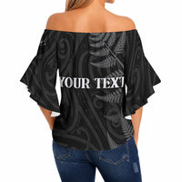 Personalised New Zealand Chur Bro Off Shoulder Wrap Waist Top Maori Koru With Silver Fern LT05 - Polynesian Pride