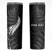 Personalised New Zealand Chur Bro Skinny Tumbler Maori Koru With Silver Fern LT05 Black - Polynesian Pride