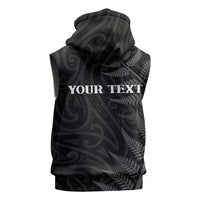 Personalised New Zealand Chur Bro Sleeveless Hoodie Maori Koru With Silver Fern