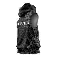 Personalised New Zealand Chur Bro Sleeveless Hoodie Maori Koru With Silver Fern