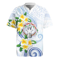 Northern Mariana Islands Chamorro Rugby Jersey Plumeria Curves Style White Version