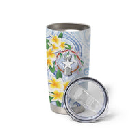 Northern Mariana Islands Chamorro Tumbler Cup Plumeria Curves Style White Version
