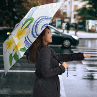 Northern Mariana Islands Chamorro Umbrella Plumeria Curves Style White Version