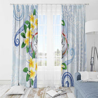 Northern Mariana Islands Chamorro Window Curtain Plumeria Curves Style White Version