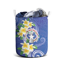 Northern Mariana Islands Chamorro Laundry Basket Plumeria Curves Style Navy Version