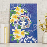 Northern Mariana Islands Chamorro Canvas Wall Art Plumeria Curves Style Navy Version