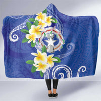 Northern Mariana Islands Chamorro Hooded Blanket Plumeria Curves Style Navy Version