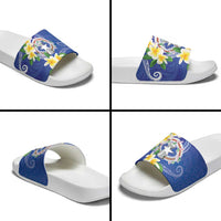 Northern Mariana Islands Chamorro Slide Sandals Plumeria Curves Style Navy Version