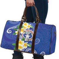 Northern Mariana Islands Chamorro Travel Bag Plumeria Curves Style Navy Version