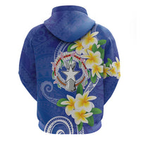Northern Mariana Islands Chamorro Zip Hoodie Plumeria Curves Style Navy Version