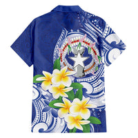 Northern Mariana Islands Family Matching Off Shoulder Short Dress and Hawaiian Shirt Polynesian Pattern With Frangipani