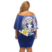 Northern Mariana Islands Family Matching Off Shoulder Short Dress and Hawaiian Shirt Polynesian Pattern With Frangipani