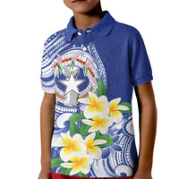 Northern Mariana Islands Kid Polo Shirt Polynesian Pattern With Frangipani