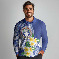 Northern Mariana Islands Long Sleeve Polo Shirt Polynesian Pattern With Frangipani
