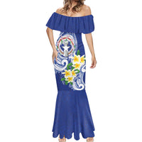 Northern Mariana Islands Mermaid Dress Polynesian Pattern With Frangipani