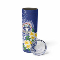 Northern Mariana Islands Skinny Tumbler Polynesian Pattern With Frangipani