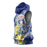 Northern Mariana Islands Sleeveless Hoodie Polynesian Pattern With Frangipani