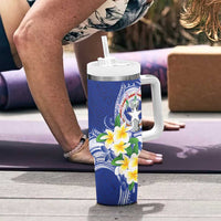Northern Mariana Islands Tumbler With Handle Polynesian Pattern With Frangipani