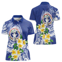 Northern Mariana Islands Women Polo Shirt Polynesian Pattern With Frangipani