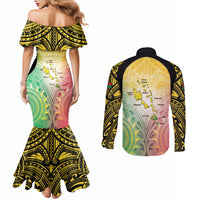Vanuatu Independence Day Couples Matching Mermaid Dress and Long Sleeve Button Shirt The Untouched Paradise LT05 - Polynesian Pride